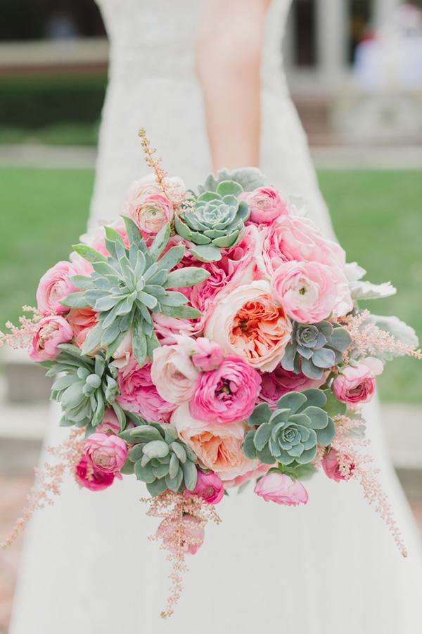 Bouquet de mariée avec des succulentes