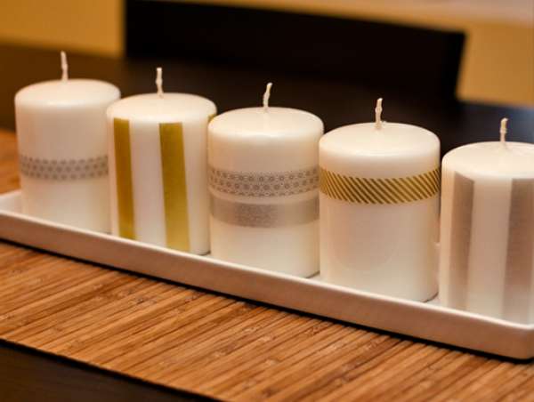 Bougies décorées avec du ruban washi