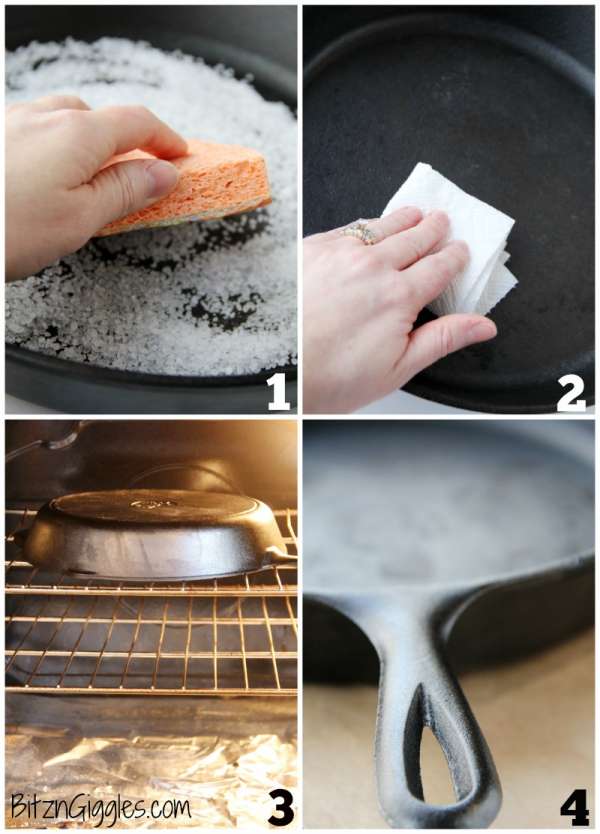 Nettoyez votre casserole en fonte avec du sel puis protégez-la de la rouille en l'essuyant avec de l'huile végétale