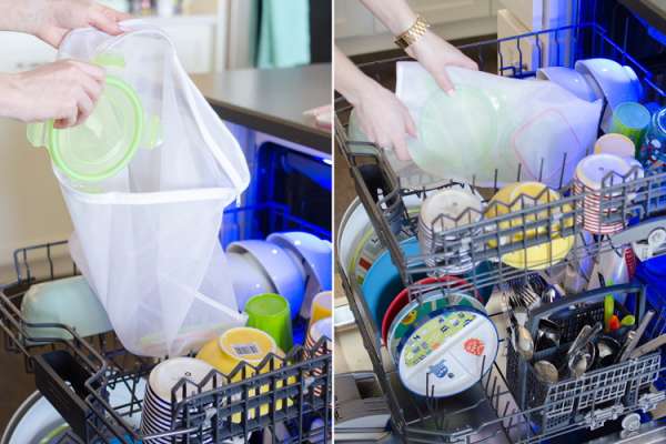 Utilisez un sac à linge pour rassembler et laver la vaisselle de petite taille dans le lave-vaisselle
