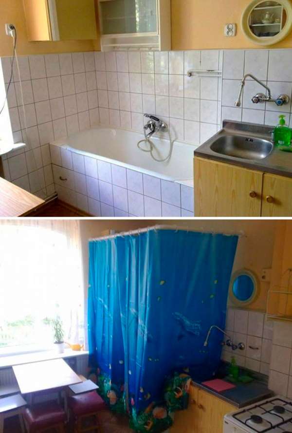 On vient d'installer un rideau juste pour l'intimité