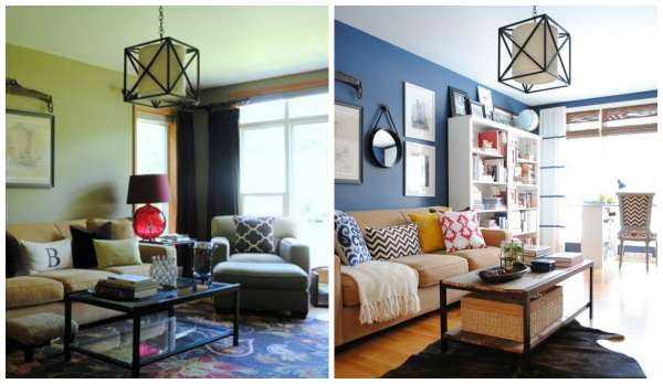 Un mur bleu et des meubles clairs pour une touche moderne