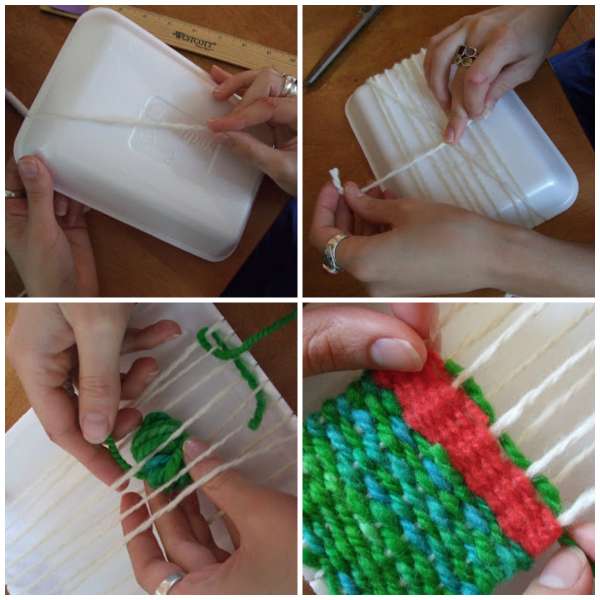 Métier à tisser à partir d'un emballage en polystyrène