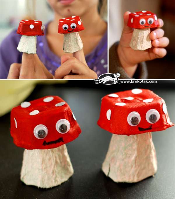 Marionnettes à doigts en forme de champignons