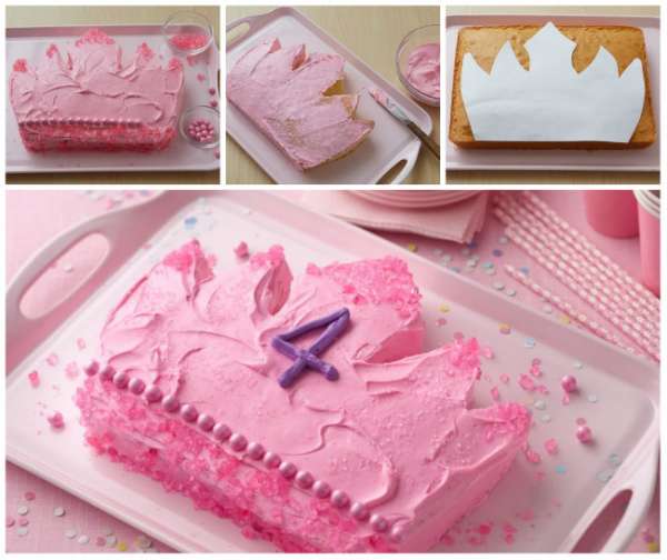 Gâteau couronne de princesse à partir d'un gâteau rectangulaire