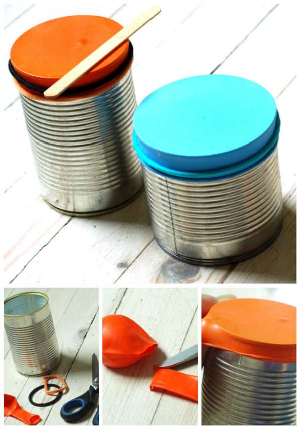 Mini tambours avec des boites de conserve