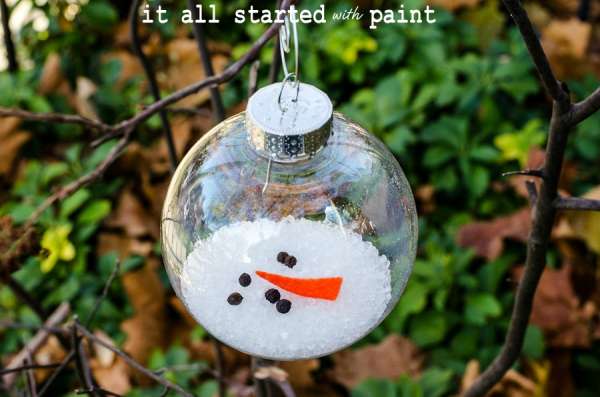 Le bonhomme de neige a fondu dans la boule de Noel