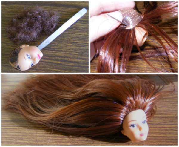 Remplacer les cheveux d'une poupée