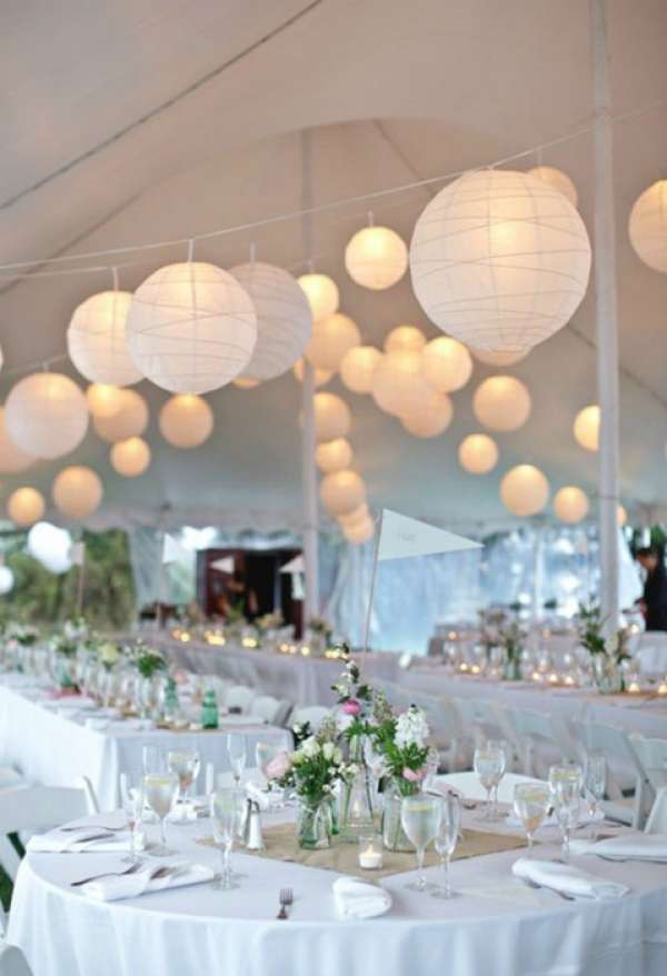Lanternes romantiques pour une réception de mariage