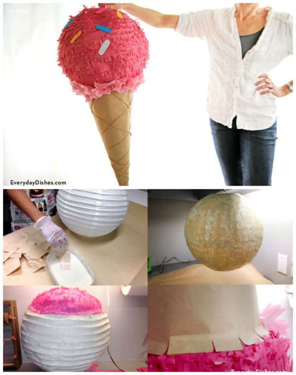 Pinata cornet de glace à partir d'une lanterne en papier