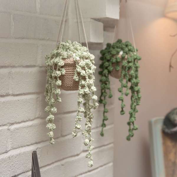 Une plante collier de perles en crochet à suspendre