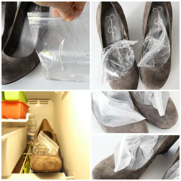 Pour détendre des chaussures serrées placez-les au congélateur avec un sac rempli d'eau