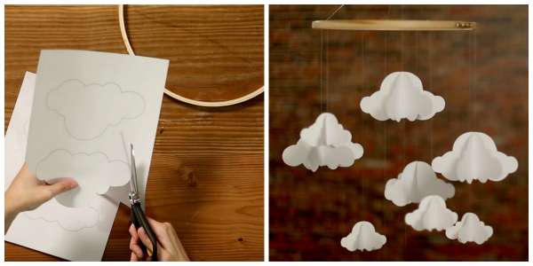 Mobile nuages en papier