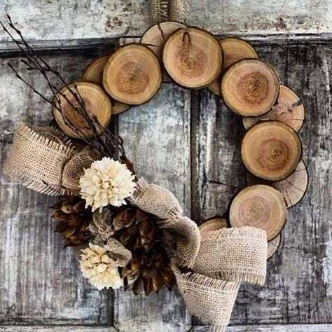 Christmas wreath with logs