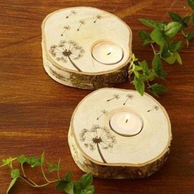 Log candle holders