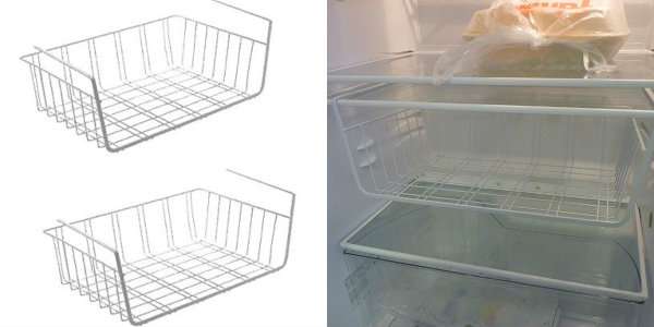 Une étagère suspendue dans le frigo pour utiliser l'espace au maximum