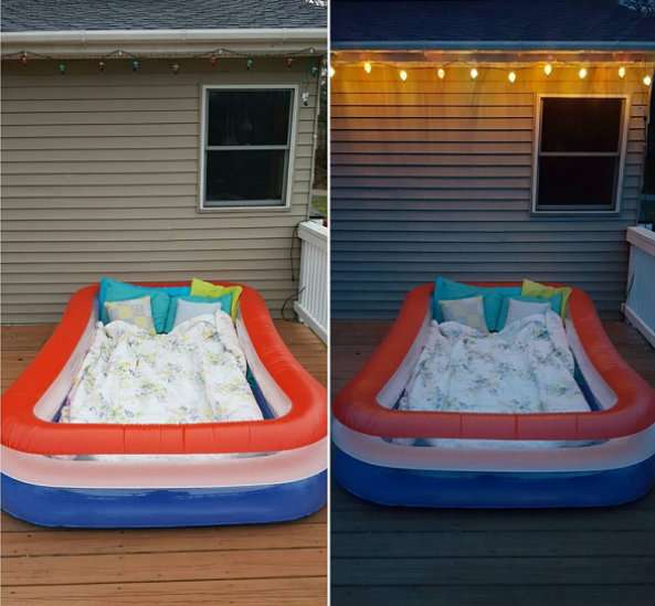 Transformer une piscine gonflable en lit pour dormir à la belle étoile