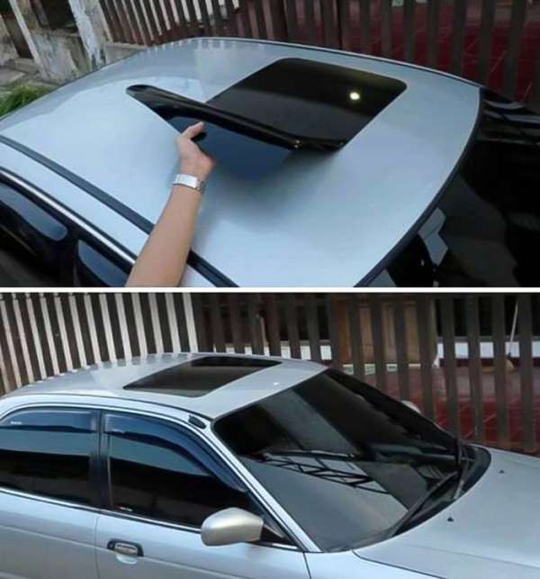 Frimez en utilisant un faux toit ouvrant sur votre voiture parce que comme ça c'est plus cool