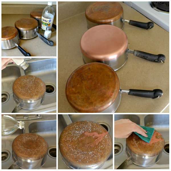 Faire briller les ustensiles en cuivre avec du sel et du vinaigre