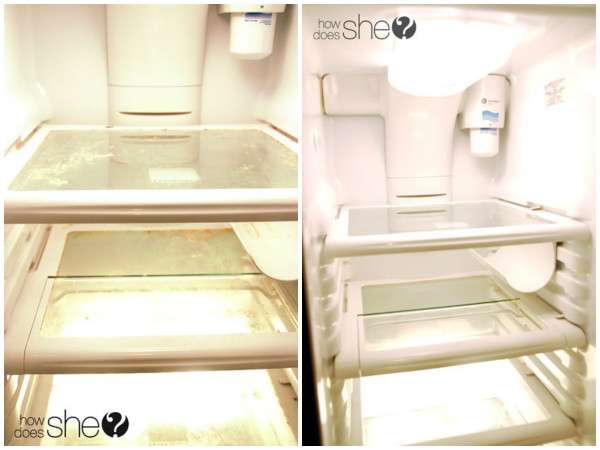 Nettoyez et assainissez de réfrigérateur en un seul geste et sans rincer avec juste de l'eau et du bicarbonate de soude