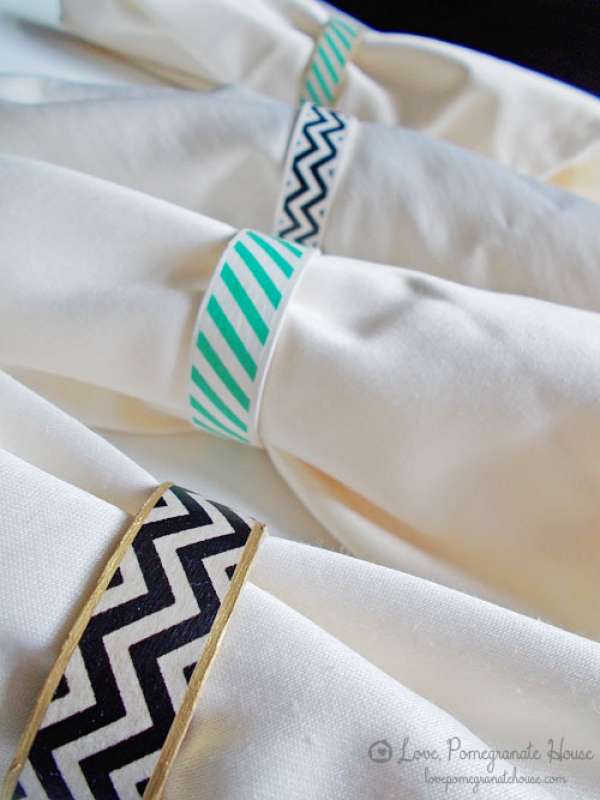 Ronds de serviette en bâtons de glace et rubans washi