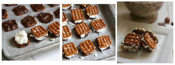 Bouchées de biscuits salés à la glace et au Nutella