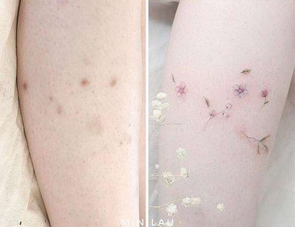 De jolies petites fleurs qui volent au vent pour ce tatouage romantique