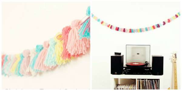 Guirlande de pompons multicolores