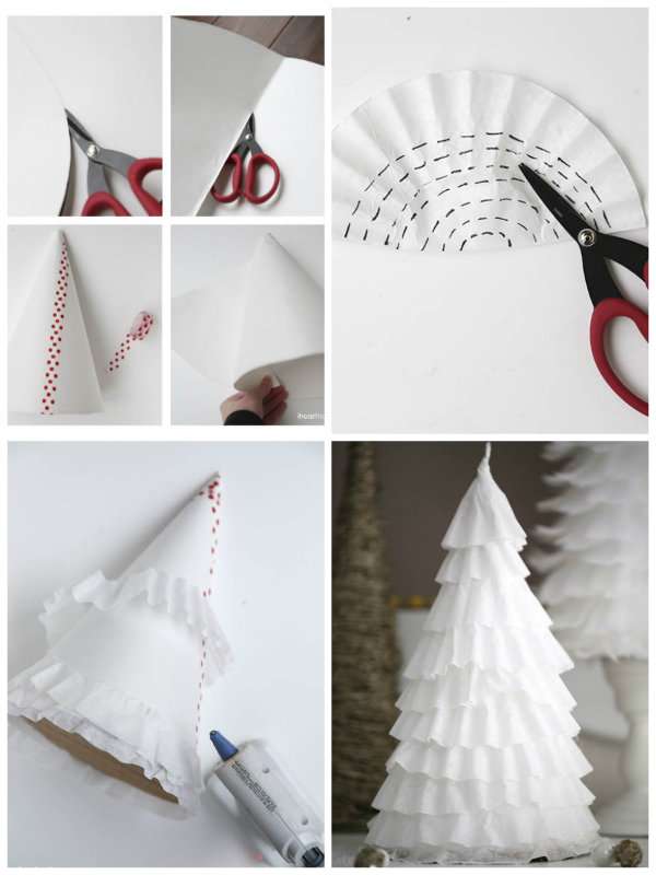 Réaliser un arbre de Noël avec des filtres à café