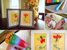 Des tableaux souvenir avec les empreintes de pied de votre bébé