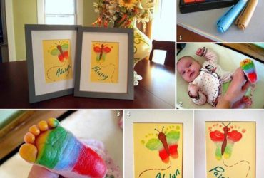 Des tableaux souvenir avec les empreintes de pied de votre bébé