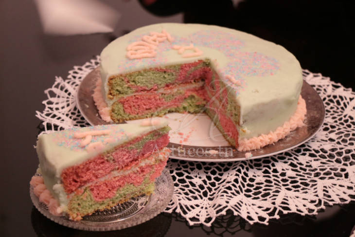 Gâteau rose et vert