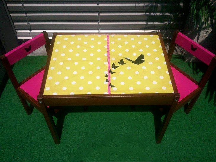 Relooking d'une table et chaises pour enfants