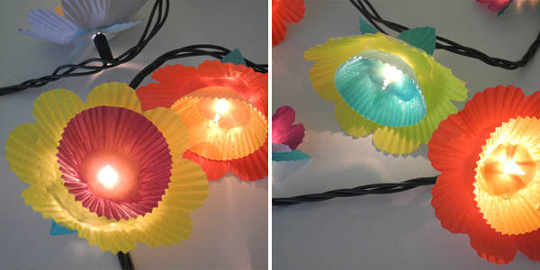 Guirlande lumineuse avec des coupelles en papier