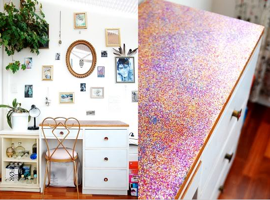 Relooker un bureau avec des paillettes