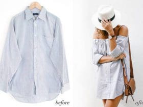 Robe Bardot avec une chemise pour homme