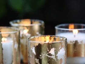 Photophores décorés à la feuille d'or