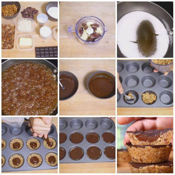 Mini tartes chocolat caramel sans cuisson