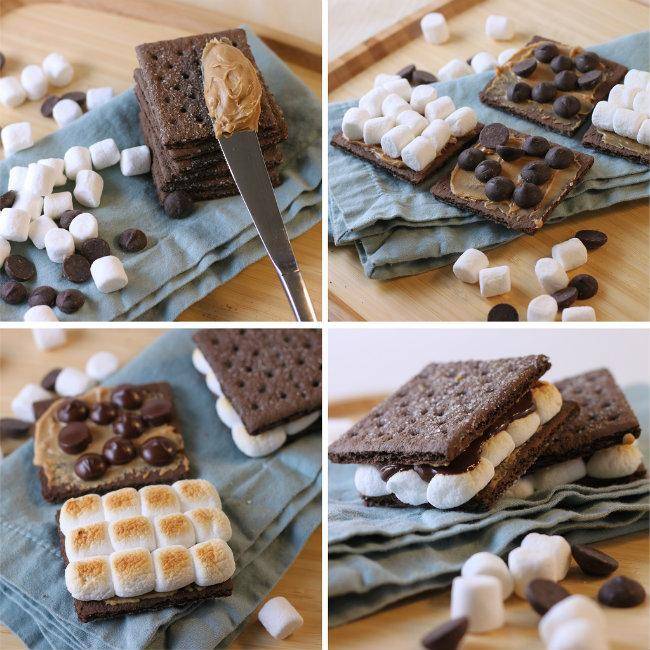 Recette des smores - biscuits sandwich au chocolat et aux guimauves