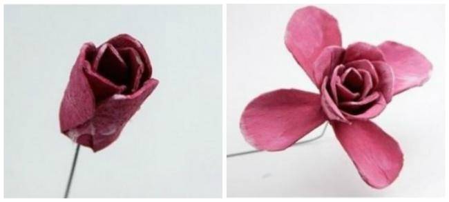Fabrication d'une rose avec un emballage d'oeufs