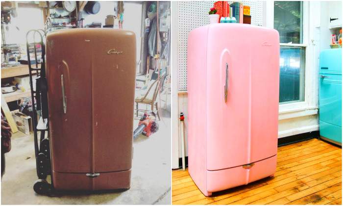 Transformer un vieux réfrigérateur en un frigo vintage girly