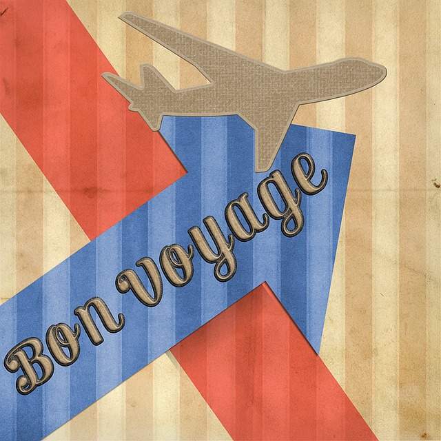 affiche bon voyage avec un dessin d'avion