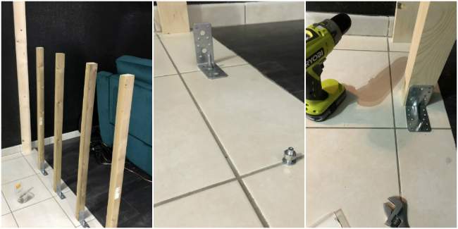 fixer la structure et le support pour la séparation vitrée entre la cuisine et le salon