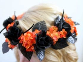 Magnifique couronne de fleurs DIY pour HALLOWEEN