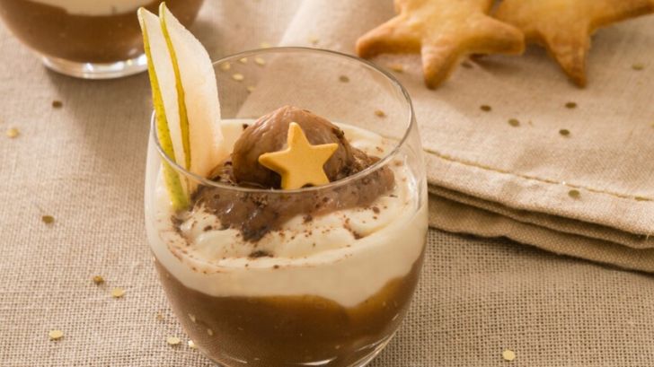 Verrines de mousse de poires et confiture de châtaignes