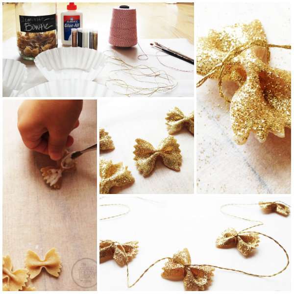 Guirlandes avec des pâtes papillon