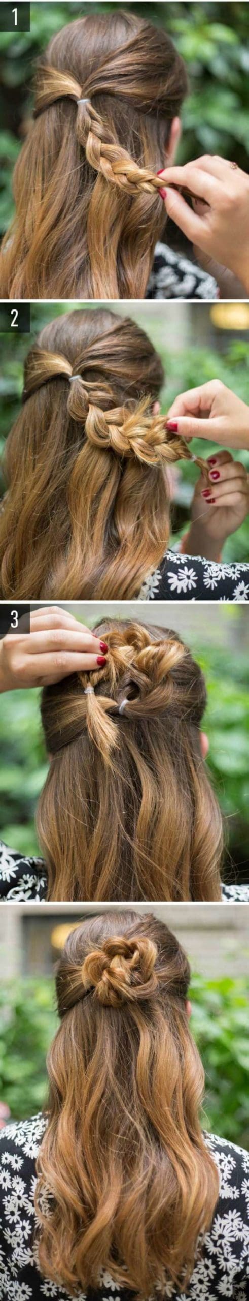 Une tresse en forme de fleur