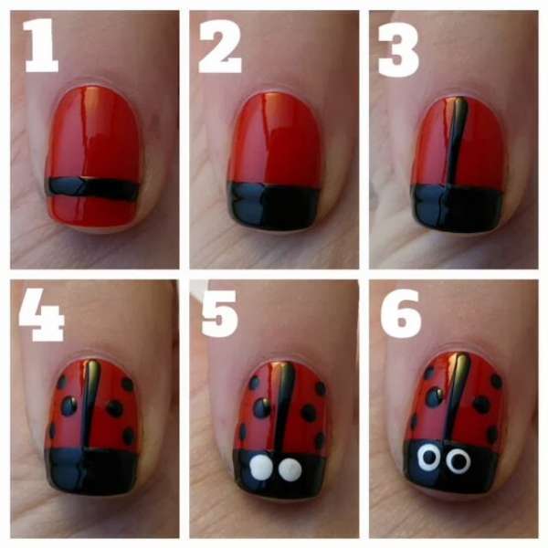 Nail art coccinelle