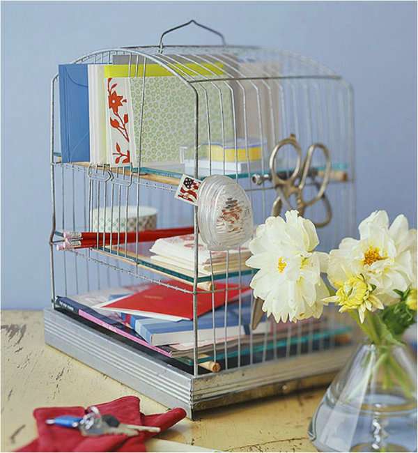 Cage d'oiseau organiseur de bureau