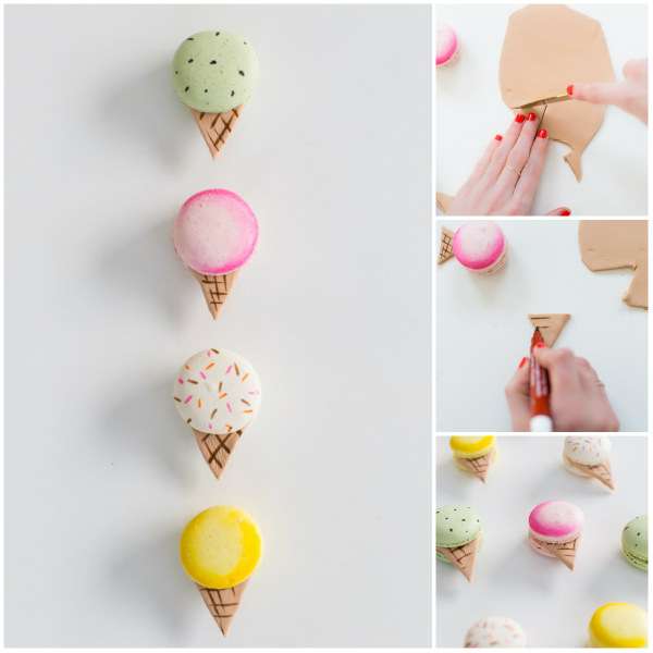 Macarons cônes de glace